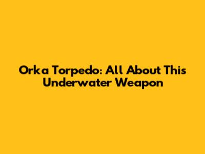 Orka Torpedo: All About This Underwater Weapon