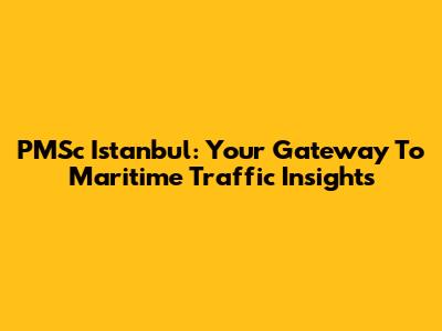 PMSc Istanbul: Your Gateway To Maritime Traffic Insights