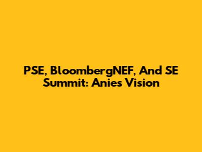 PSE, BloombergNEF, And SE Summit: Anies' Vision