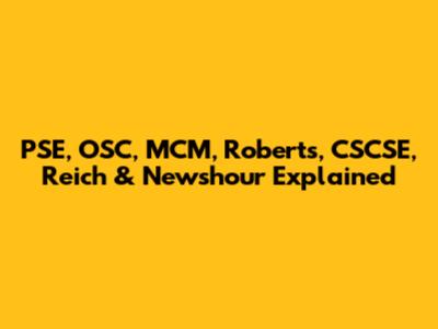 PSE, OSC, MCM, Roberts, CSCSE, Reich & Newshour Explained
