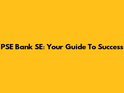PSE Bank SE: Your Guide To Success