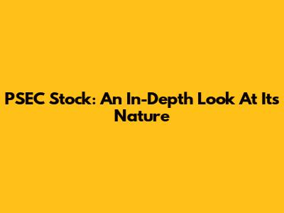 PSEC Stock: An In-Depth Look At Its Nature