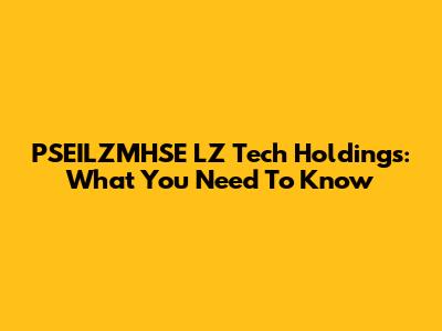 PSEILZMHSE LZ Tech Holdings: What You Need To Know