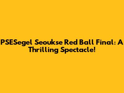 PSESegel Seoukse Red Ball Final: A Thrilling Spectacle!