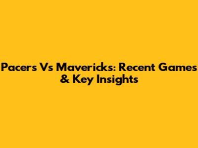Pacers Vs Mavericks: Recent Games & Key Insights