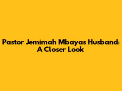 Pastor Jemimah Mbaya's Husband: A Closer Look