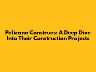 Pelicano Construes: A Deep Dive Into Their Construction Projects