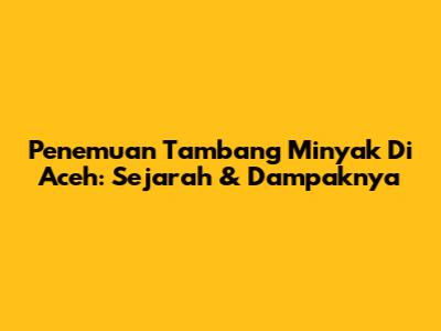 Penemuan Tambang Minyak Di Aceh: Sejarah & Dampaknya