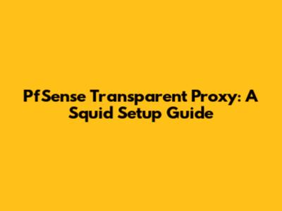 PfSense Transparent Proxy: A Squid Setup Guide