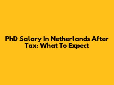 PhD Salary In Netherlands After Tax: What To Expect