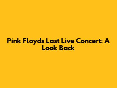 Pink Floyd's Last Live Concert: A Look Back