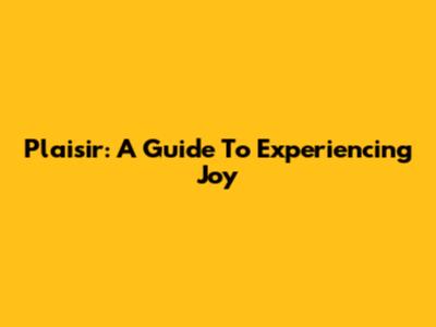 Plaisir: A Guide To Experiencing Joy