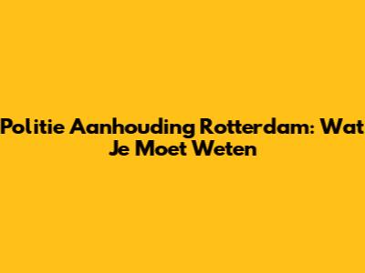 Politie Aanhouding Rotterdam: Wat Je Moet Weten