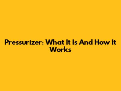 Pressurizer: What It Is And How It Works