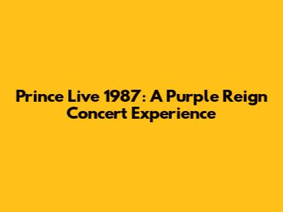 Prince Live 1987: A Purple Reign Concert Experience