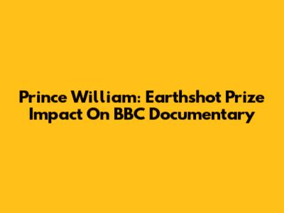 Prince William: Earthshot Prize Impact On BBC Documentary