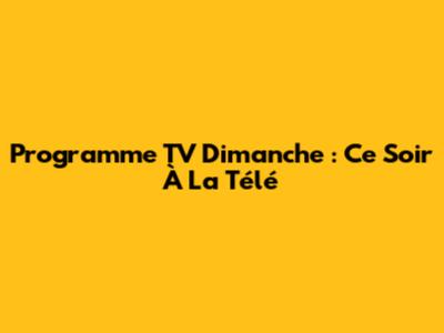 Programme TV Dimanche : Ce Soir À La Télé