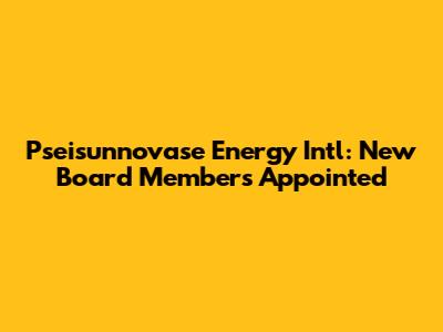 Pseisunnovase Energy Int'l: New Board Members Appointed
