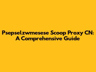 Psepselzwmesese Scoop Proxy CN: A Comprehensive Guide