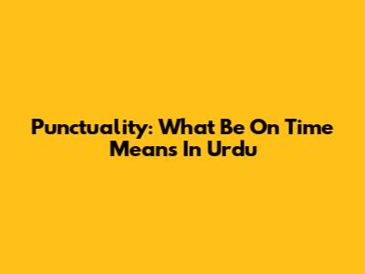Punctuality: What 'Be On Time' Means In Urdu