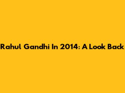Rahul Gandhi In 2014: A Look Back