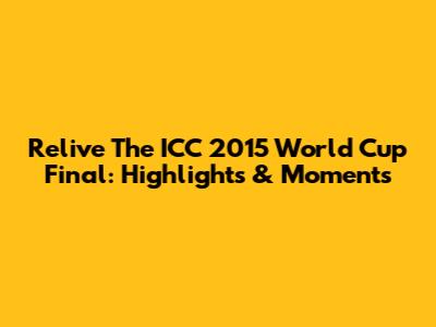 Relive The ICC 2015 World Cup Final: Highlights & Moments