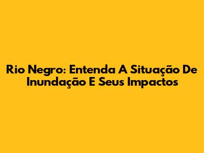 Rio Negro: Entenda A Situação De Inundação E Seus Impactos