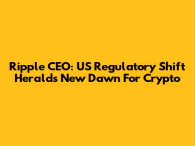 Ripple CEO: US Regulatory Shift Heralds New Dawn For Crypto