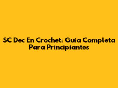 SC Dec En Crochet: Guía Completa Para Principiantes