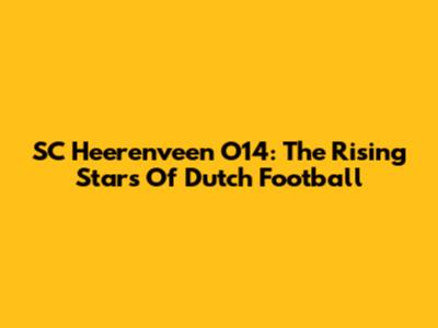 SC Heerenveen O14: The Rising Stars Of Dutch Football