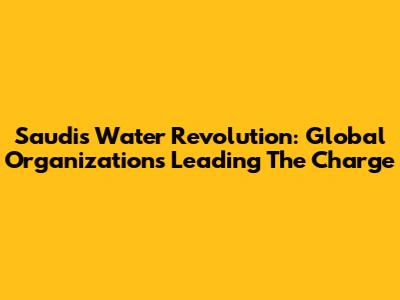 Saudi's Water Revolution: Global Organizations Leading The Charge