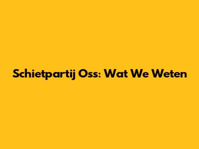Schietpartij Oss: Wat We Weten