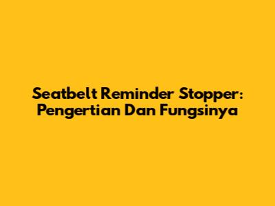 Seatbelt Reminder Stopper: Pengertian Dan Fungsinya