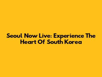Seoul Now Live: Experience The Heart Of South Korea