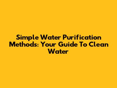 Simple Water Purification Methods: Your Guide To Clean Water