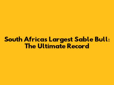 South Africa's Largest Sable Bull: The Ultimate Record