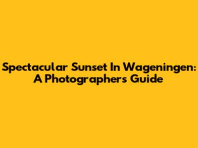 Spectacular Sunset In Wageningen: A Photographer's Guide