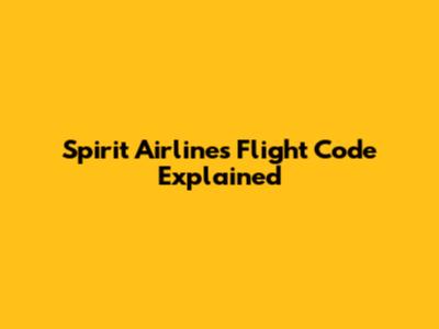 Spirit Airlines Flight Code Explained