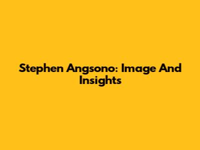 Stephen Angsono: Image And Insights