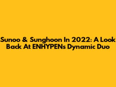 Sunoo & Sunghoon In 2022: A Look Back At ENHYPEN's Dynamic Duo