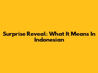 Surprise Reveal: What It Means In Indonesian