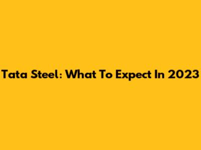 Tata Steel: What To Expect In 2023