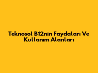 Teknosol B12'nin Faydaları Ve Kullanım Alanları