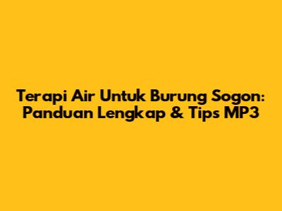Terapi Air Untuk Burung Sogon: Panduan Lengkap & Tips MP3
