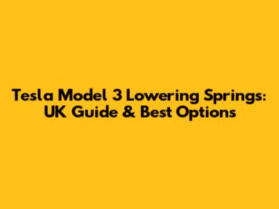 Tesla Model 3 Lowering Springs: UK Guide & Best Options