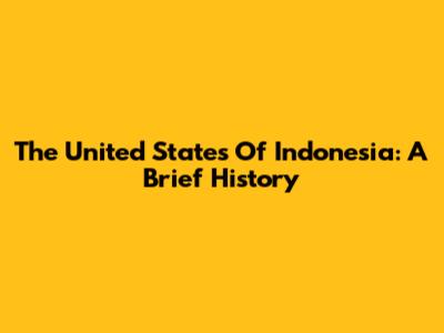 The United States Of Indonesia: A Brief History