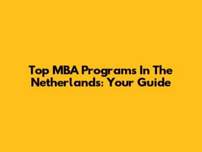 Top MBA Programs In The Netherlands: Your Guide