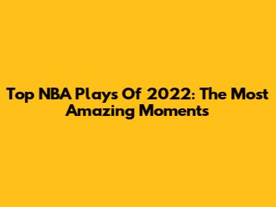 Top NBA Plays Of 2022: The Most Amazing Moments
