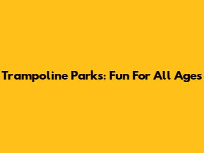 Trampoline Parks: Fun For All Ages