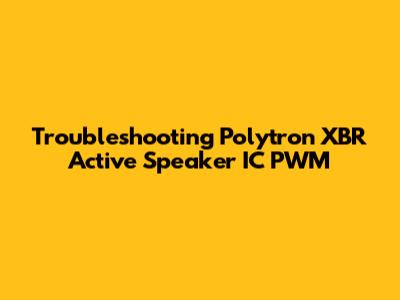 Troubleshooting Polytron XBR Active Speaker IC PWM
